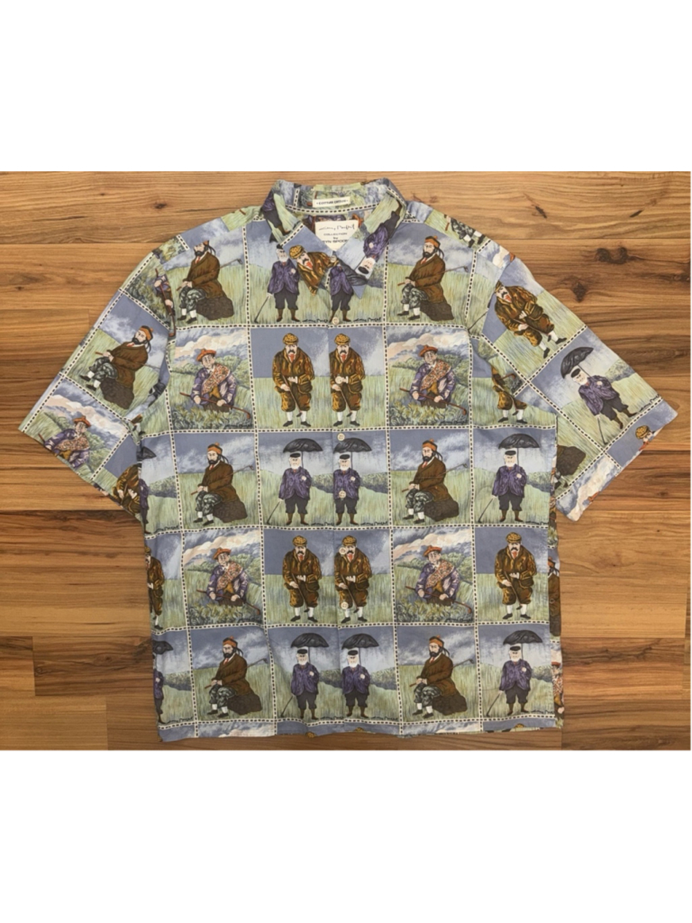 Vintage Reyn Spooner Guy Buffet Button Up XL Egyptian Cotton Golf Art AOP